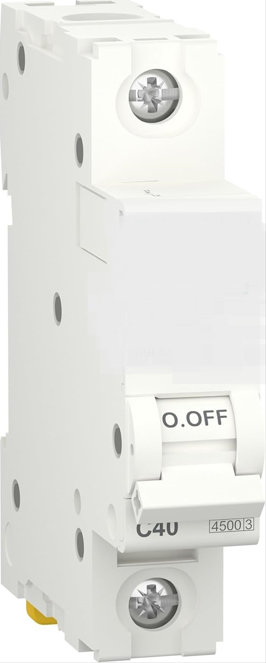 R9F32140 1-Pole 40A Miniature Circuit Breaker MCB C-Curve 4500A White 54mm